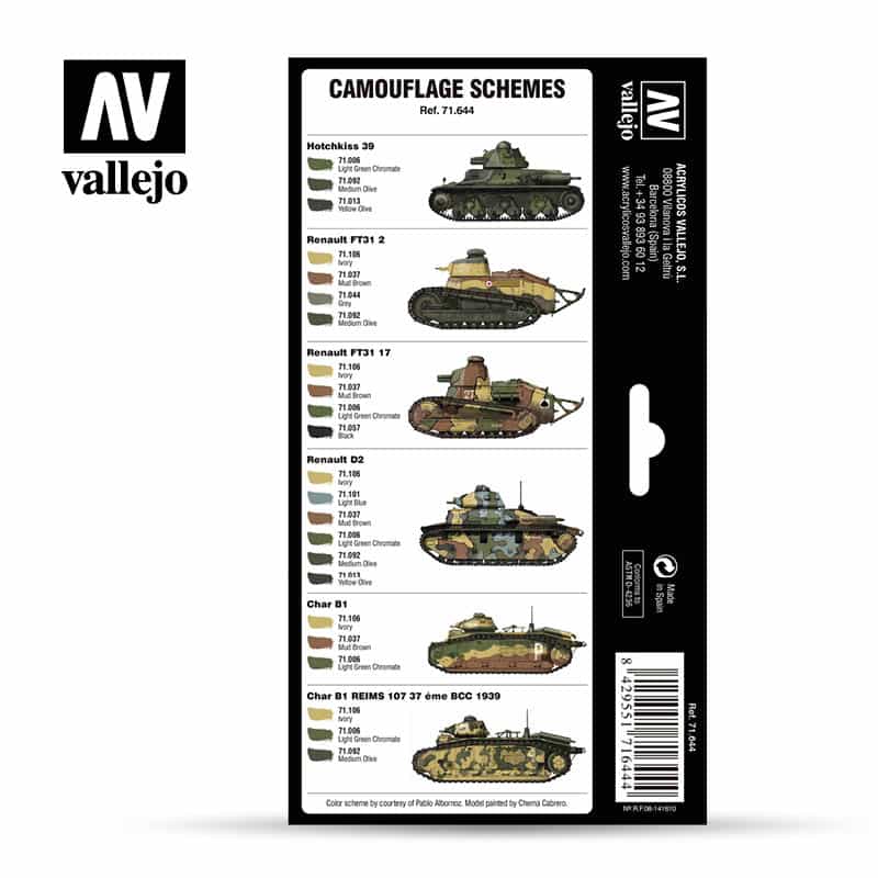 Vallejo Paint Set French Camo Colors Pre-War & WWII 71.644