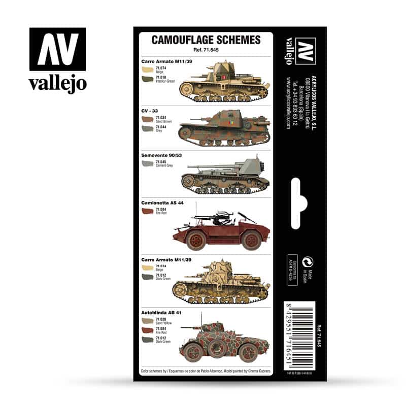 Vallejo Paint Set Italian WWII Regio Esercito Camo Colors 71.645