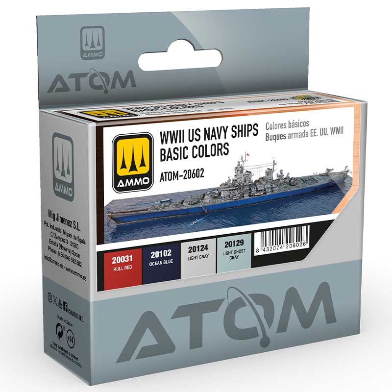 U.S. Navy Ships WWII Basic Colors Paint Set Ammo ATOM-20602