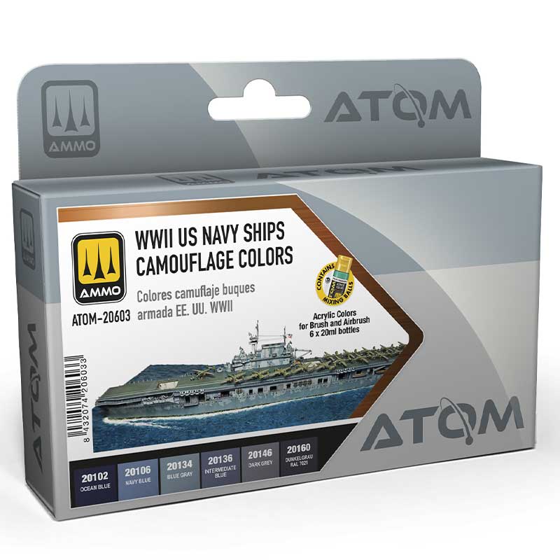 U.S. Navy Ships WWII Camouflage Colors Paint Set Ammo ATOM-20603