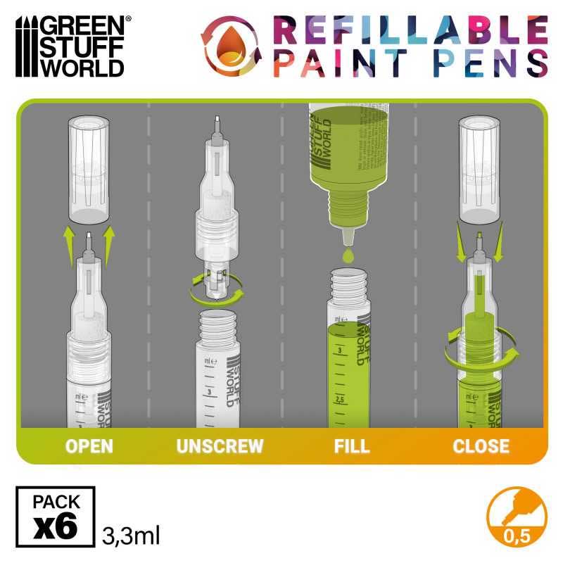 Green Stuff World - Refillable Paint Pen (0.5) (6pk)