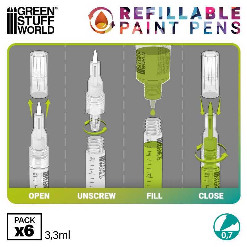 Green Stuff World - Refillable Paint Pen (0.7) (6pk)