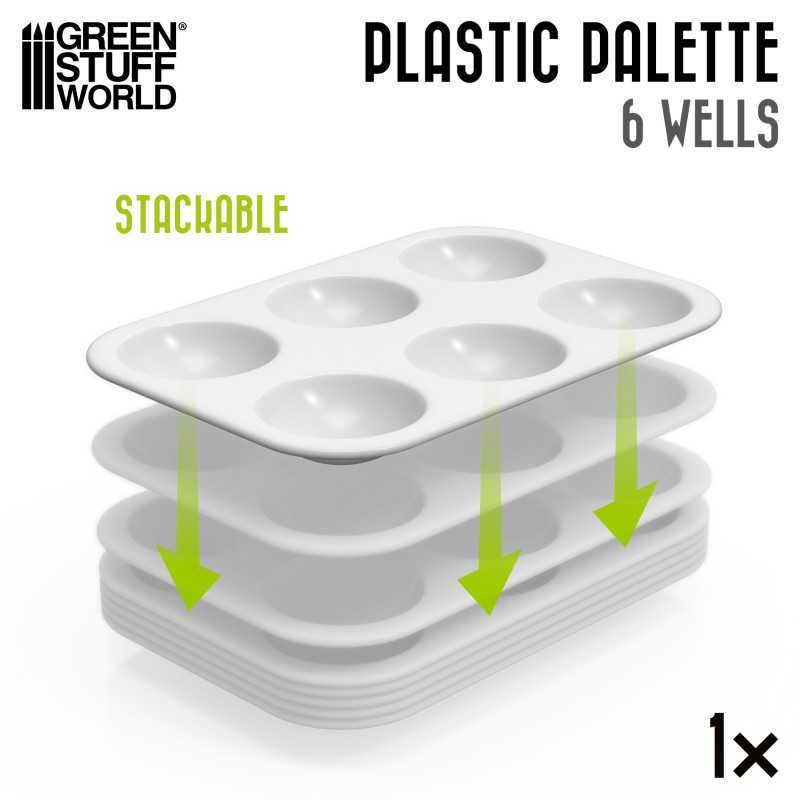 Green Stuff World - Plastic Rectangular Mixing Palette (6 Well)