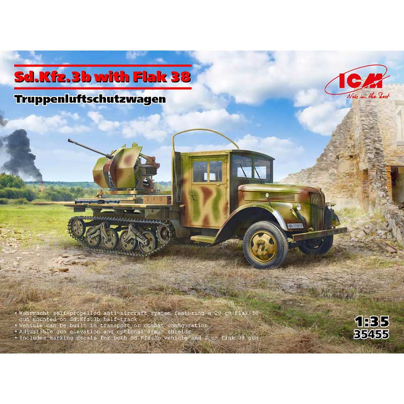 1/35 Sd.Kfz.3b with Flak 38 AA Gun ICM 35455