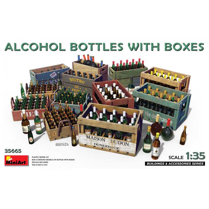 Miniart Alcohol Bottles With Boxes (1/35) 35665