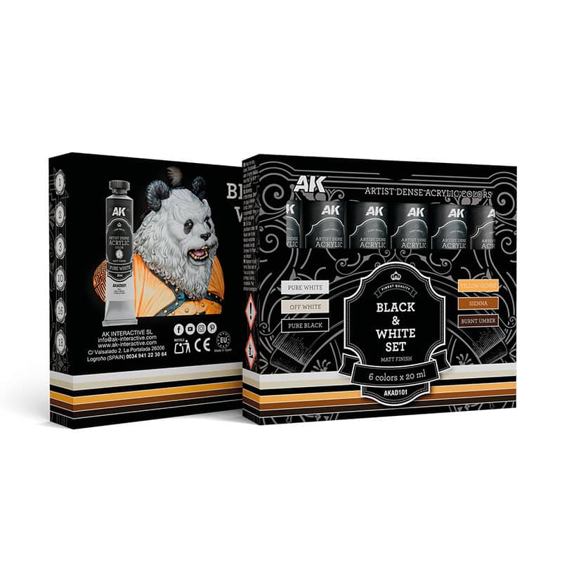 AK Interactive Black & White ArcylicSet AK-AD101