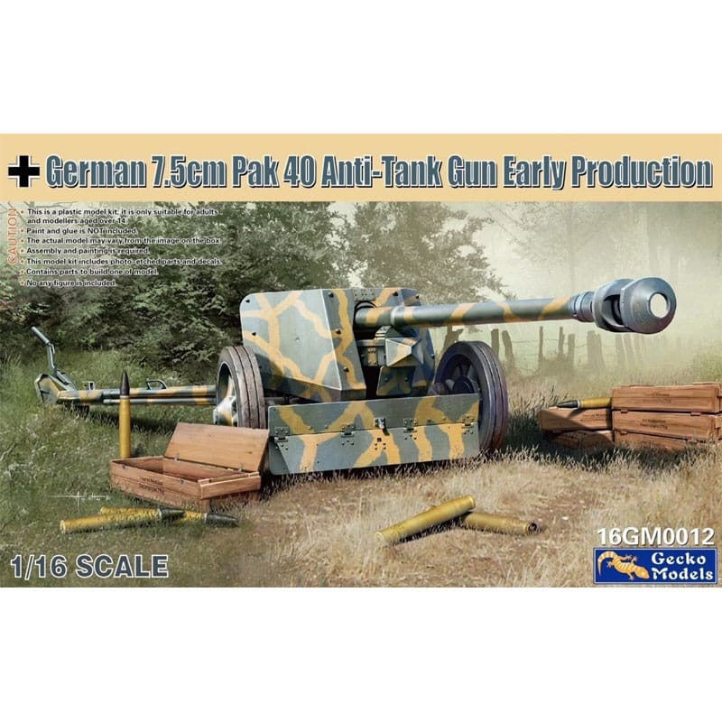 Gecko Models 7.5cm Pak 40 Anti-tank Gun Early Production (1/16) 16GM0012