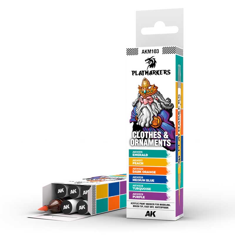 AK Interactive Playmarkers Set - Clothes & Ornaments (6 Markers) AK-M103