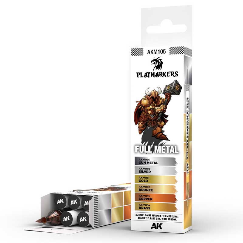 AK Interactive Playmarkers Set - Full Metal (6 Markers) AK-M105