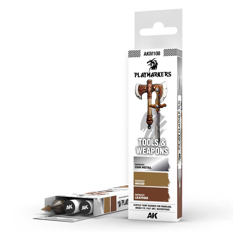 AK Interactive Playmarkers Set - Tools & Weapons (3 Markers) AK-M108