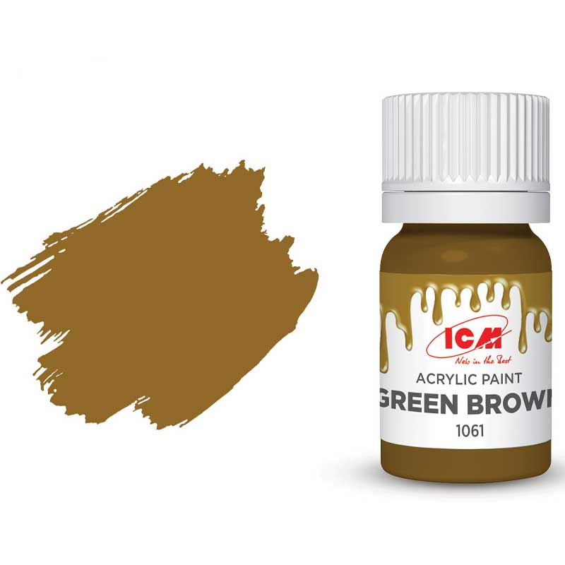 ICM Acrylic Paint - Green Brown (12ml) 1061
