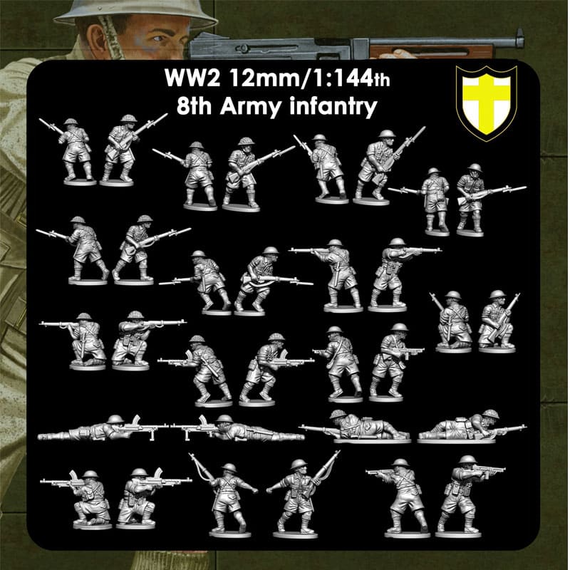 Victrix British 8th Army Infantry & Anti-tank Guns (12mm) VG12033