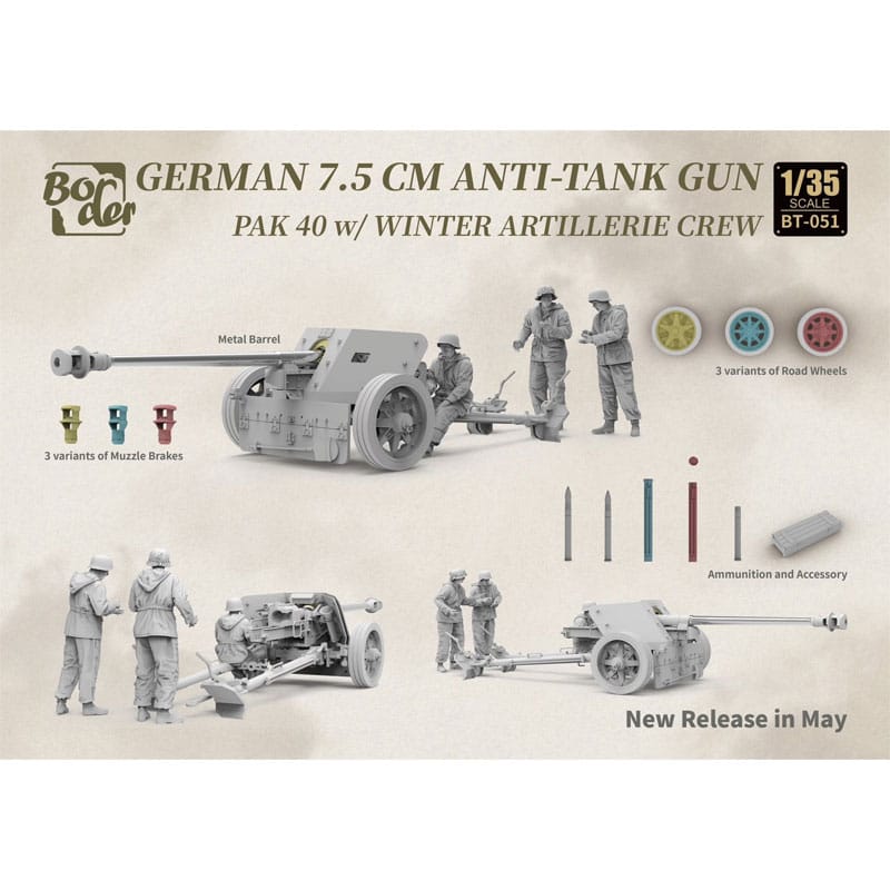 Border Model PaK40 Anti-Tank Gun & Winter Crew (1/35) BT-051