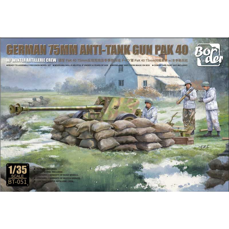 Border Model PaK40 Anti-Tank Gun & Winter Crew (1/35) BT-051
